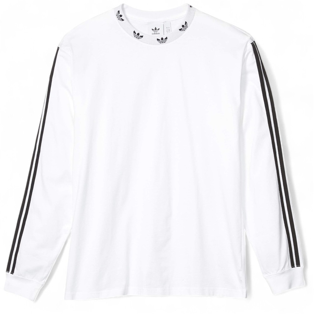 Adidas Originals Unisex Trefoil Rib Long Sleeve Cotton Shirt Size Small S White
